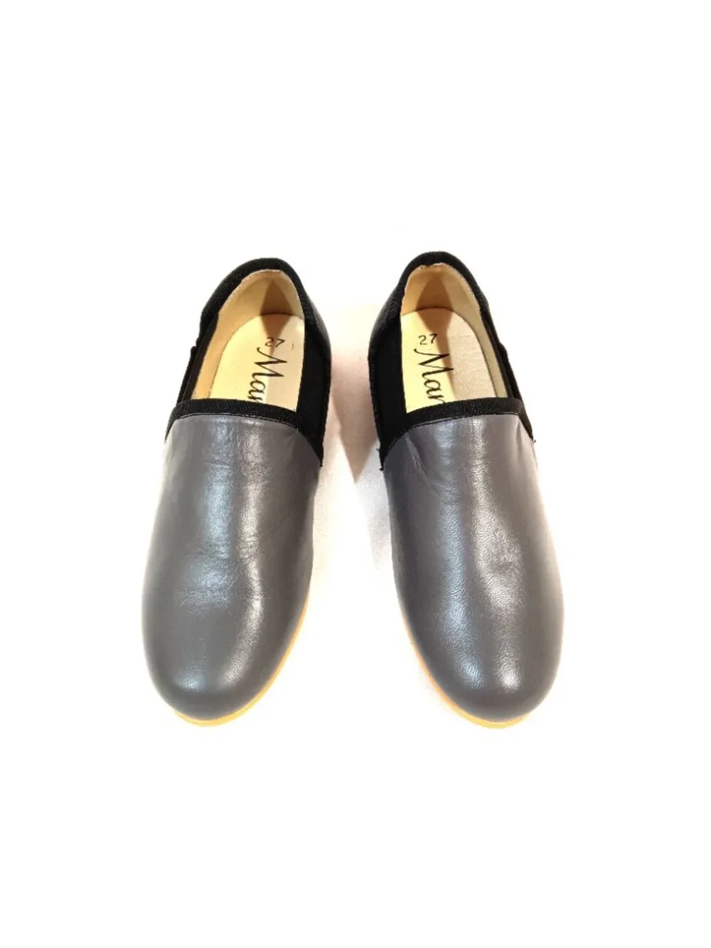 Manelli Girls Shoes New Loafers Flat Slip On Gray and Black Color